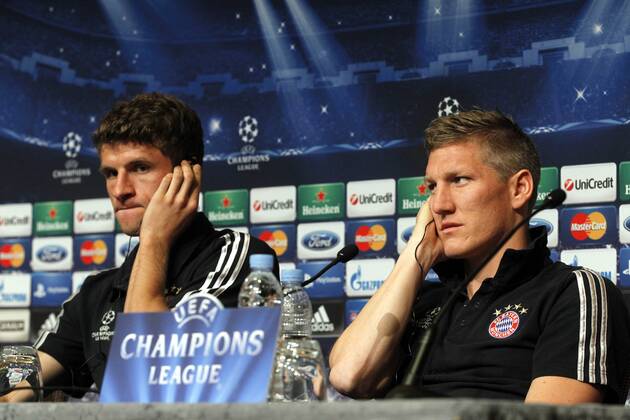 Pressekonferenz mit Bastian Schweinsteiger und Thomas Müller zum Champions League Halbfinale in Barcelona 