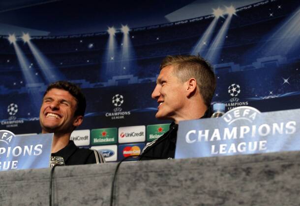 Pressekonferenz mit Bastian Schweinsteiger und Thomas Müller zum Champions League Halbfinale in Barcelona 