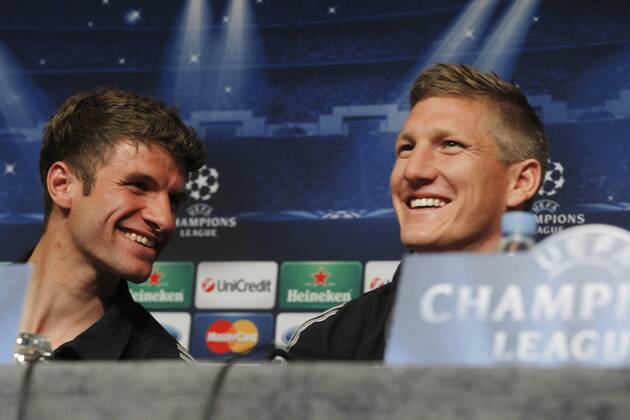 Pressekonferenz mit Bastian Schweinsteiger und Thomas Müller zum Champions League Halbfinale in Barcelona 