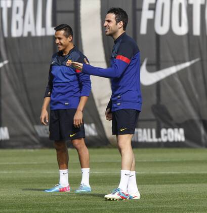 FC Barcelona session training: Alexis Sanchez, Cesc Fabregas 