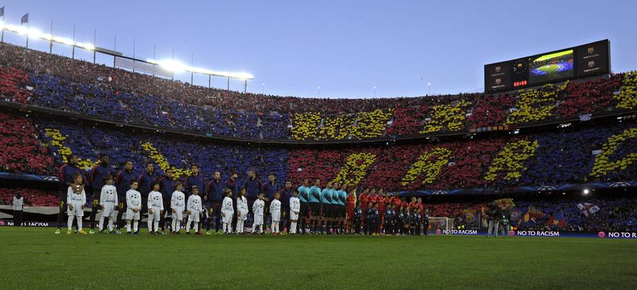 01.05.2013, Fussball Champions League Halbfinale Rückspiel: FC Barcelona, im Stadion Nou Camp in Barcelona, Spanien.Aufstellung beider Mannschaften.