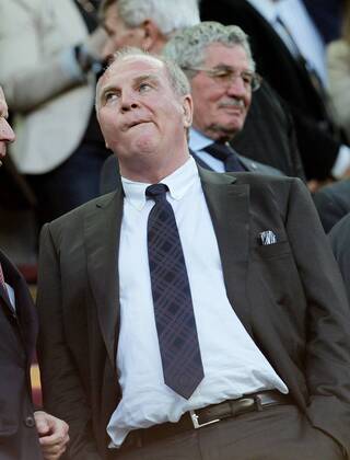 Präsident Uli Hoeneß (FCB). FC Barcelona - FC Bayern München . Barcelona, ESP, 01.05.2013 , Halbfinale, Fussball-Champions League 2012-2013 .
