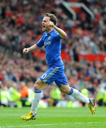 Juan Mata of Chelsea celebrates scoring the winning goal - Barclays Premier League - Manchester Utd vs Chelsea - Old Trafford Stadium - Manchester - 05 05 13 - Picture Simon Bellis Sportimage EDITORIAL USE ONLY. No use with unauthorised audio, video, data, fixture lists, club league logos or live services. Online in-match use limited to 120 images, no video emulation. No use in betting, games or single club league player publications.
