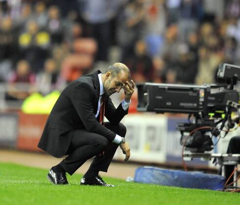 Sunderland manager Paolo Di Canio rues a missed chance on goal - Barclays Premier League - Sunderland vs Stoke City - Stadium of Light - Sunderland - 06 05 13 - Picture Richard Lee Sportimage EDITORIAL USE ONLY. No use with unauthorised audio, video, data, fixture lists, club league logos or live services. Online in-match use limited to 120 images, no video emulation. No use in betting, games or single club league player publications.