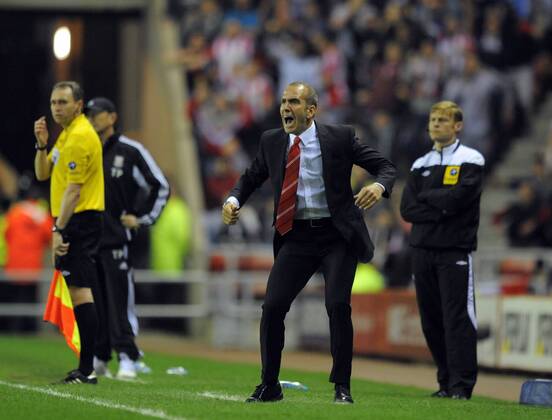 Sunderland manager Paolo Di Canio celebrates their first goal and equaliser - Barclays Premier League - Sunderland vs Stoke City - Stadium of Light - Sunderland - 06 05 13 - Picture Richard Lee Sportimage EDITORIAL USE ONLY. No use with unauthorised audio, video, data, fixture lists, club league logos or live services. Online in-match use limited to 120 images, no video emulation. No use in betting, games or single club league player publications.