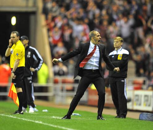 Sunderland manager Paolo Di Canio celebrates their first goal and equaliser - Barclays Premier League - Sunderland vs Stoke City - Stadium of Light - Sunderland - 06 05 13 - Picture Richard Lee Sportimage EDITORIAL USE ONLY. No use with unauthorised audio, video, data, fixture lists, club league logos or live services. Online in-match use limited to 120 images, no video emulation. No use in betting, games or single club league player publications.