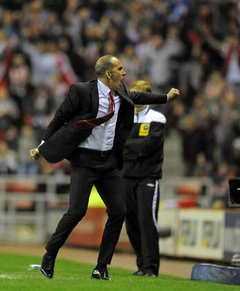 Sunderland manager Paolo Di Canio celebrates their first goal and equaliser - Barclays Premier League - Sunderland vs Stoke City - Stadium of Light - Sunderland - 06 05 13 - Picture Richard Lee Sportimage EDITORIAL USE ONLY. No use with unauthorised audio, video, data, fixture lists, club league logos or live services. Online in-match use limited to 120 images, no video emulation. No use in betting, games or single club league player publications.