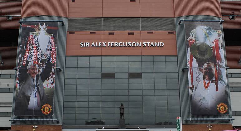 Tribute to Sir Alex Ferguson manager of Manchester United - Barclays Premier League - Manchester United (ManU) - Old Trafford Stadium - Manchester - England - 12 05 13 - EDITORIAL USE ONLY. No use with unauthorised audio, video, data, fixture lists, club league logos or live services. Online in-match use limited to 120 images, no video emulation. No use in betting, games or single club league player publications.