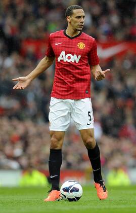 Rio Ferdinand of Manchester United - Barclays Premier League - Manchester United (ManU) - Old Trafford Stadium - Manchester - England - 12 05 13 - EDITORIAL USE ONLY. No use with unauthorised audio, video, data, fixture lists, club league logos or live services. Online in-match use limited to 120 images, no video emulation. No use in betting, games or single club league player publications.