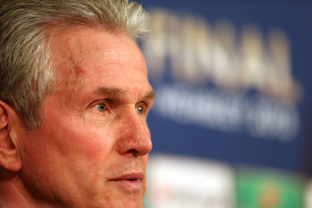 FUSSBALL - CL Finale, Dortmund vs Bayern, Vorberichte MÜNCHEN,DEUTSCHLAND,14.MAI.13 - FUSSBALL - UEFA Champions League Finale, Borussia Dortmund vs FC Bayern München, Vorberichte, Pressekonferenz von Bayern München im Rahmen des Open Media Day. Bild zeigt Trainer Jupp Heynckes (Bayern). 