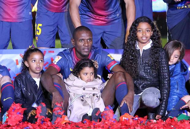 eric abidal (Barcelona) with daughters Meliana, Canelia and Leyna FOOTBALL : FC Barcelona (Barca) Champion Primera Division 2012 2013 - Liga - 19 05 2013 PACOLARGO 