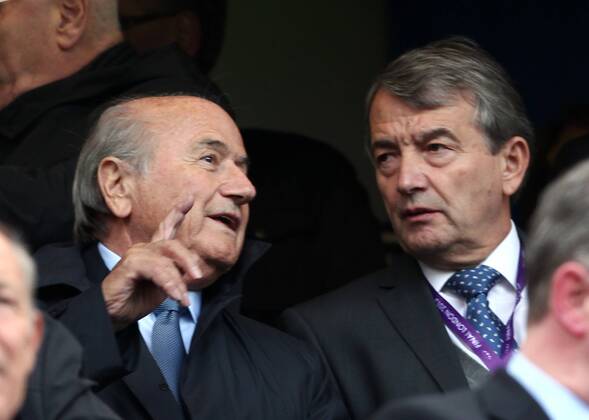 FIFA Präsident Joseph Blatter, DFB Wolfgang Niersbach Fußball Fussball UEFA Championsleague Finale Final 2013 Damen Frauen Saison 2012 13 23.05.2013 VfL Wolfsburg vs. Olympique Lyon