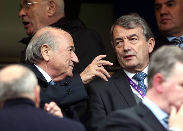 FIFA Präsident Joseph Blatter, DFB Wolfgang Niersbach Fußball Fussball UEFA Championsleague Finale Final 2013 Damen Frauen Saison 2012 13 23.05.2013 VfL Wolfsburg vs. Olympique Lyon