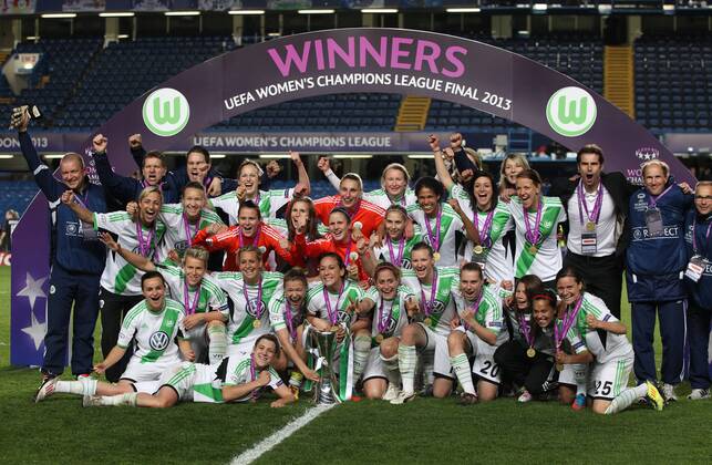VfL Wolfsburg Championsleaguesieger Gewinner Fußball Fussball UEFA Championsleague Finale Final 2013 Damen Frauen Saison 2012 13 23.05.2013 VfL Wolfsburg vs. Olympique Lyon