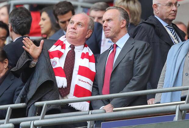 Präsident und Aufsichtsratsvorsitzender Uli HOENESS (FCB) Karl-Heinz RUMMENIGGE (Vorstandsvorsitzender FCB AG) FC BAYERN MÜNCHEN - BORUSSIA DORTMUND ( - ) Fussball UEFA Champions League, Finale, im Wembley Stadion London am 25.05.2013 CL Saison 2012 2013, FCB, München, BVB