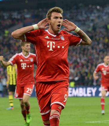 FUSSBALL CHAMPIONS LEAGUE SAISON 2012 2013 FINALE Borussia Dortmund - FC Bayern München 25.05.2013 Mario Mandzukic (FC Bayern München) bejubelt sein Tor zum 1:0 