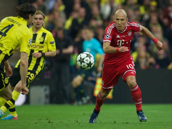 Arjen Robben of FC Bayern Munchen during the UEFA Champions League match between Borussia Dortmund and Bayern Munich on May 25, 2013 at Wembley stadium, London, England. Borussia Dortmund v Bayern Munich Champions League 2012 2013 xVIxxIVx 1575625