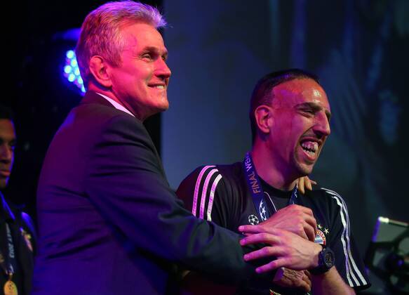 Trainer Cheftrainer Jupp HEYNCKES (FCB), Frank Ribery (Bayern 7) Fussball UEFA Champions League, Finale, beim Champions League Finale Bankett im Grosvenor House CL Saison 2012 2013, FCB, München, BVB FC BAYERN MÜNCHEN - BORUSSIA DORTMUND (2 -1 )