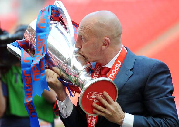 Football : Championship play-off final Crystal Palace Wembley Ian Holloway - Palace Manager kisses the trophy