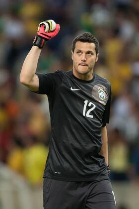 Football - International Friendly - Brazil vs. England Julio Cesar of Brazil celebrates his sides first goal at the Maracana Stadium, Rio de Janeiro