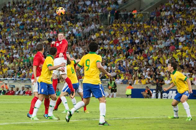 Football - International Friendly - Brazil vs. England Wayne Rooney of England rises for a header at the Maracana Stadium, Rio de Janeiro
