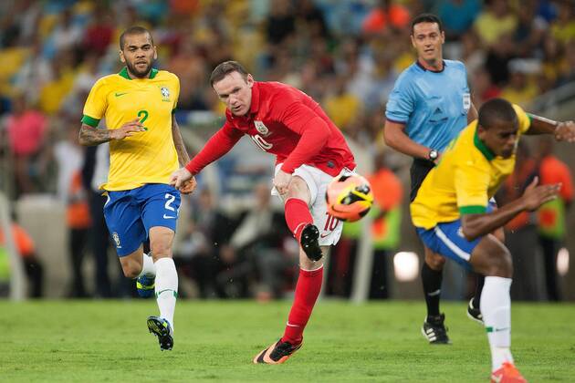 Football - International Friendly - Brazil vs. England Wayne Rooney of England strikes to score his sides second goal at the Maracana Stadium, Rio de Janeiro