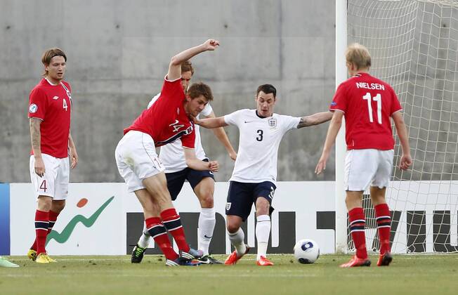 Norway s Fredrik Semb Berge scoring his sides opening goal - England U21 vs Norway U21 - UEFA U21 Championship 2013 - Ha Moshava Stadium - Petah Tikva - Israel - 08 06 2013 - Pic David Klein Sportimage EDITORIAL USE ONLY. No use with unauthorised audio, video, data, fixture lists, club league logos or live services. Online in-match use limited to 120 images, no video emulation. No use in betting, games or single club league player publications.