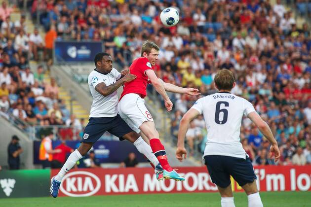 (L-R) Danny Rose of England U21, Jo Inge Berget of Norway U21 during the UEFA U21 Championship match between England U21 and Norway U21 on June 8, 2013 at the Ha Moshava stadium in Petah Tikva, Israel England U21 v Norway U21 UEFA EURO U21 2012 2013 xVIxxIVx 1598598