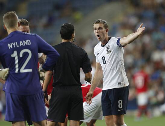 England s Jordan Henderson looks on dejected - England U21 vs Norway U21 - UEFA U21 Championship 2013 - Ha Moshava Stadium - Petah Tikva - Israel - 08 06 2013 - Pic David Klein Sportimage EDITORIAL USE ONLY. No use with unauthorised audio, video, data, fixture lists, club league logos or live services. Online in-match use limited to 120 images, no video emulation. No use in betting, games or single club league player publications.