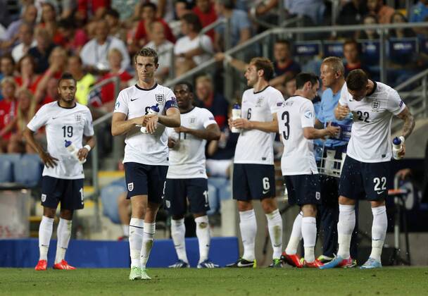 England s Jordan Henderson looks on dejected - England U21 vs Norway U21 - UEFA U21 Championship 2013 - Ha Moshava Stadium - Petah Tikva - Israel - 08 06 2013 - Pic David Klein Sportimage EDITORIAL USE ONLY. No use with unauthorised audio, video, data, fixture lists, club league logos or live services. Online in-match use limited to 120 images, no video emulation. No use in betting, games or single club league player publications.