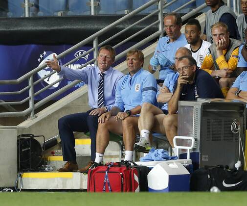 England s Stuart Pearce looks on - England U21 vs Norway U21 - UEFA U21 Championship 2013 - Ha Moshava Stadium - Petah Tikva - Israel - 08 06 2013 - Pic David Klein Sportimage EDITORIAL USE ONLY. No use with unauthorised audio, video, data, fixture lists, club league logos or live services. Online in-match use limited to 120 images, no video emulation. No use in betting, games or single club league player publications.