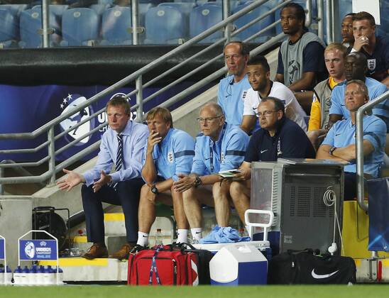 England s Stuart Pearce looks on - England U21 vs Norway U21 - UEFA U21 Championship 2013 - Ha Moshava Stadium - Petah Tikva - Israel - 08 06 2013 - Pic David Klein Sportimage EDITORIAL USE ONLY. No use with unauthorised audio, video, data, fixture lists, club league logos or live services. Online in-match use limited to 120 images, no video emulation. No use in betting, games or single club league player publications.
