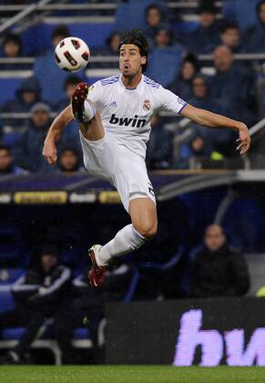 League BBVA match played between Real Madrid and UD Levante, in the picture Sami Khedira controles the ball. xDIEGOxG.xSOUTOx