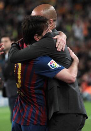 League BBVA match played between FC Barcelona. In this picture, Lionel Messi hugs Pep Guardiola. xFRANCESCxADELANTADOx 