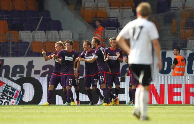 FUSSBALL - CL Quali, A.Wien vs Hafnarfjoerdur WIEN,AUSTRIA,30.JUL.13 - FUSSBALL - UEFA Champions League, Qualifikation, FK Austria Wien vs FH Hafnarfjoerdur. Bild zeigt den Jubel von A.Wien. 
