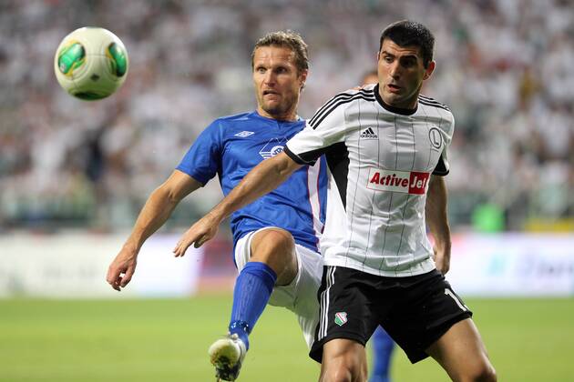 (Third QUALIFICATION ROUND UEFA CHAMPIONS LEAGUE) LEGIA WARSZAWA - MOLDE FK (GAME LEGIA WARSAW - MOLDE FK) NZ DANIEL HESTAD (L), WLADIMIR DWALISZWILI (R)  20130807CSLG0007