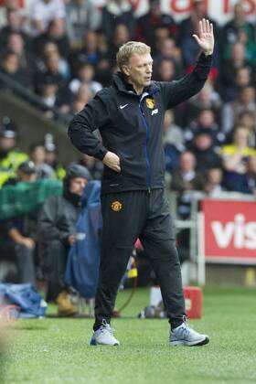 Football - 2013 2014 Premier League - Swansea City vs. Manchester United (ManU) david moyes on the touchline in his 1st premier league game for utdat Liberty Stadium.