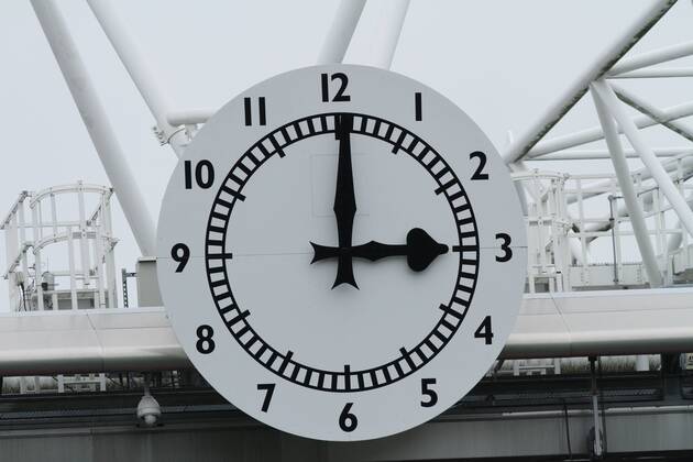 Arsenal FC London v Aston Villa . . London, UK . . 17.08.2013 The Emirates clock shows 3.00pm, the Premier League is back at The Emirates.