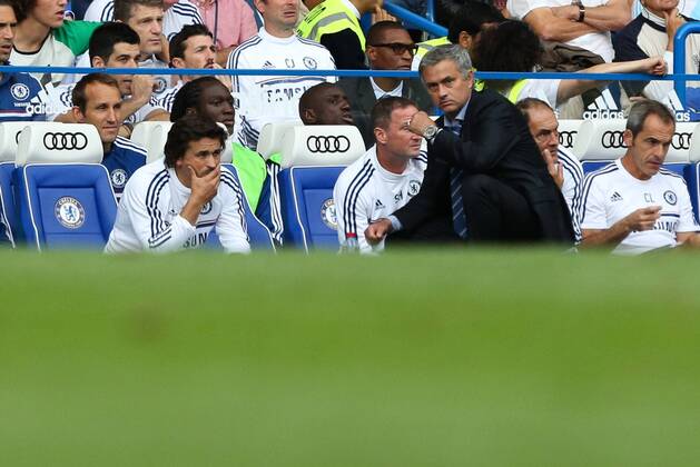 Chelsea Manager Jose Mourinho - Chelsea v Hull City - Premier League - Stamford Bridge - London - 18th August 2013 - Pic Charlie Forgham-Bailey Sportimage EDITORIAL USE ONLY. No use with unauthorised audio, video, data, fixture lists, club league logos or live services. Online in-match use limited to 120 images, no video emulation. No use in betting, games or single club league player publications.