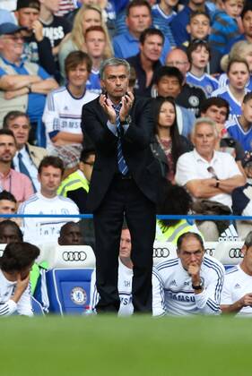 Chelsea Manager Jose Mourinho - Chelsea v Hull City - Premier League - Stamford Bridge - London - 18th August 2013 - Pic Charlie Forgham-Bailey Sportimage EDITORIAL USE ONLY. No use with unauthorised audio, video, data, fixture lists, club league logos or live services. Online in-match use limited to 120 images, no video emulation. No use in betting, games or single club league player publications.
