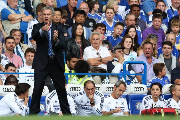 Chelsea Manager Jose Mourinho - Chelsea v Hull City - Premier League - Stamford Bridge - London - 18th August 2013 - Pic Charlie Forgham-Bailey Sportimage EDITORIAL USE ONLY. No use with unauthorised audio, video, data, fixture lists, club league logos or live services. Online in-match use limited to 120 images, no video emulation. No use in betting, games or single club league player publications.