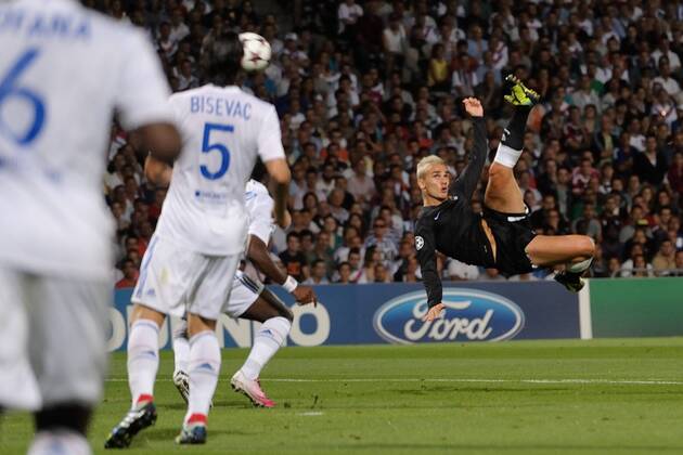But de Antoine Griezmann (real sociedad) FOOTBALL : Olympique Lyon vs Real Sociedad San Sebastian - Ligue des champions - 20 08 2013 FredericChambert Panoramic 
