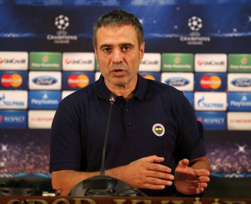 Ersun Yanal head coach of Fenerbahce Football Club attends a press conference ahead of their UEFA Chanpions League playoff first leg match against Arsenal in Istanbul 20.08.2013 