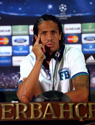 Bruno Alves of Fenerbahce Football Club attends a press conference ahead of their UEFA Chanpions League playoff first leg match against Arsenal in Istanbul 20.08.2013 