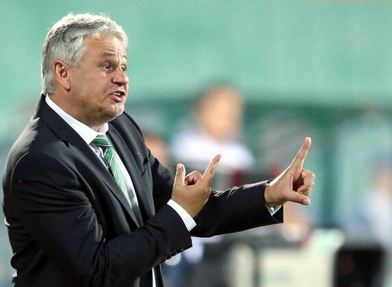 21.08.2013 Sofia(Bulgaria) PFC Ludogorets-FC Basel Razgrad UEFA Champion League play off men s football Stoycho Stoev PFC Ludogorets coach 