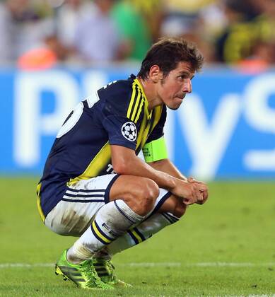 UEFA Champions League playoff first leg match between Fenerbahce Istanbul and Arsenal FC London at Sükrü Saracoglu Stadium in Istanbul, on august 21, 2013.Emre Belozoglu of Fenerbahce.