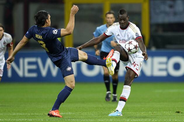 Karim Rekik Psv, Mario Balotelli Milan Milano 28-08-2013 Stadio Giuseppe Meazza Football Calcio Champions League Play-Offs AC Milan - Psv Eindhoven Foto Andrea Staccioli Insidefoto andreaxstaccioli
