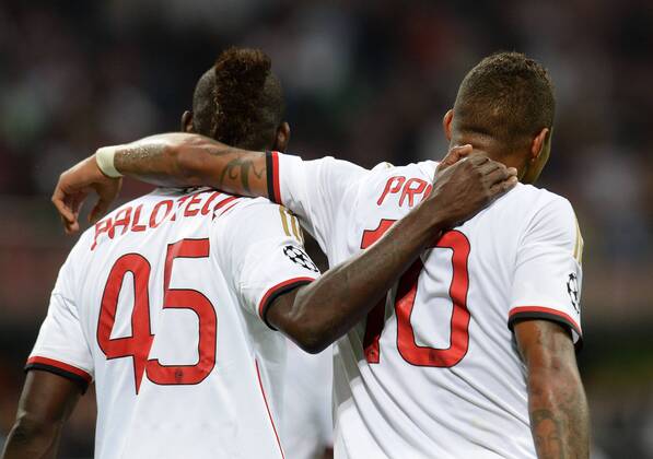 IPP20130828 Football - soccer: UEFA Champions League Quali - AC Mailand - PSV Eindhoven, Mario Balotelli, Kevin Prince Boateng (Hinweis: Verwendung nur in Deutschland - only Germany) xHOCHxZWEIx xItalyxPhotoxPressx 