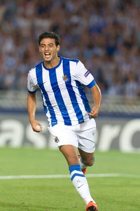 SAN SEBASTIAN. SPAIN - Carlos Vela (11)(Real Sociedad) -- Real Sociedad San Sebastian - Olympique Lyon -- Uefa Champions League Quali 28 08 2013 
