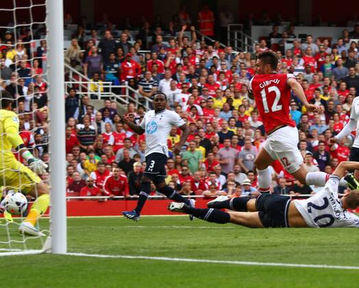 Arsenal v Tottenham Hotspur . . London, UK . . 01.09.2013 Olivier Giroud (A) scores a goal for Arsenal. 1-0